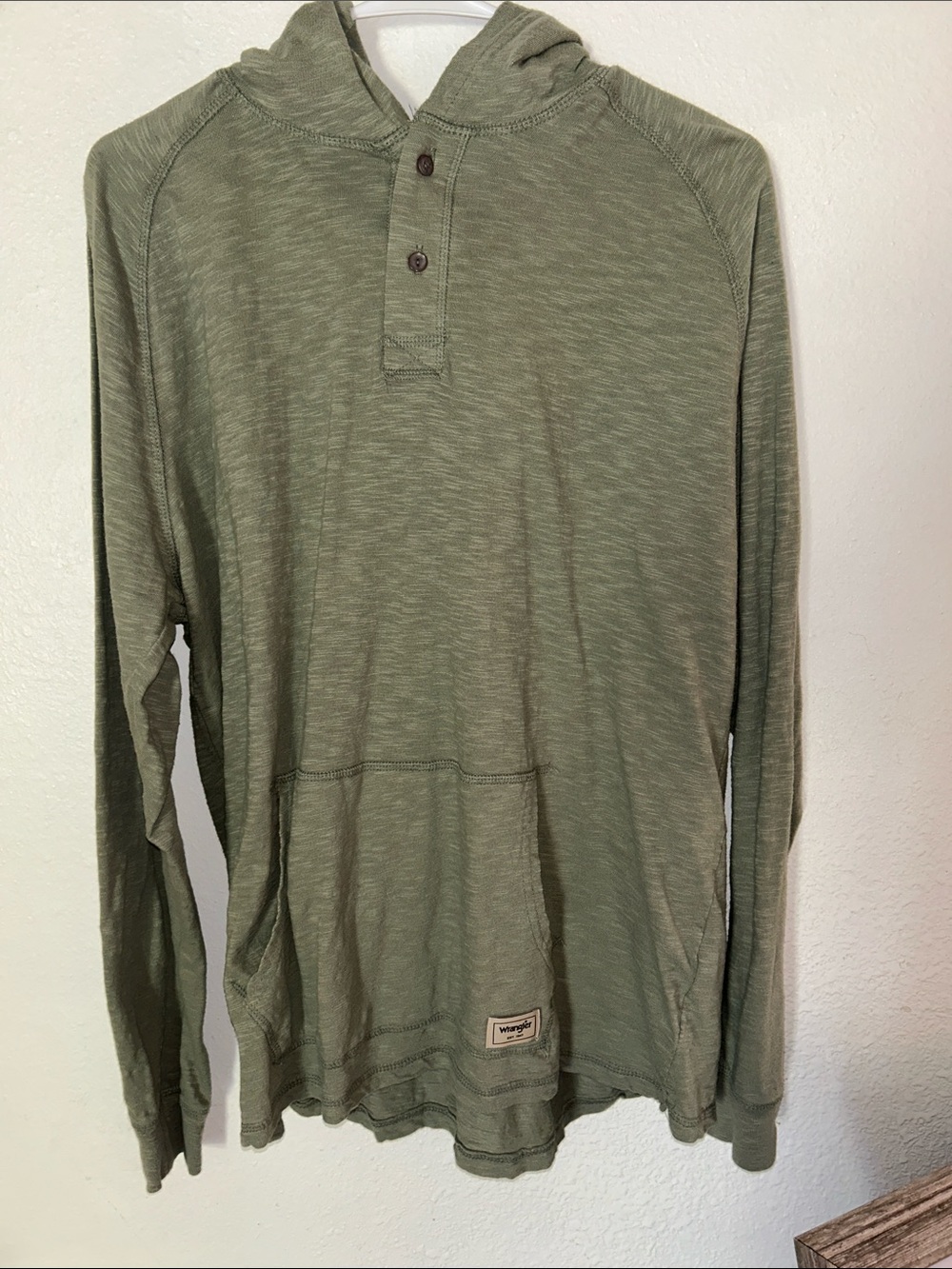 Wrangler Olive Hooded Henley Pullover